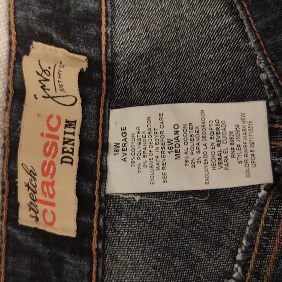 Just My Size Stretch Classic Denim Indigo Jeans Size 16W - Picture 2 of 6